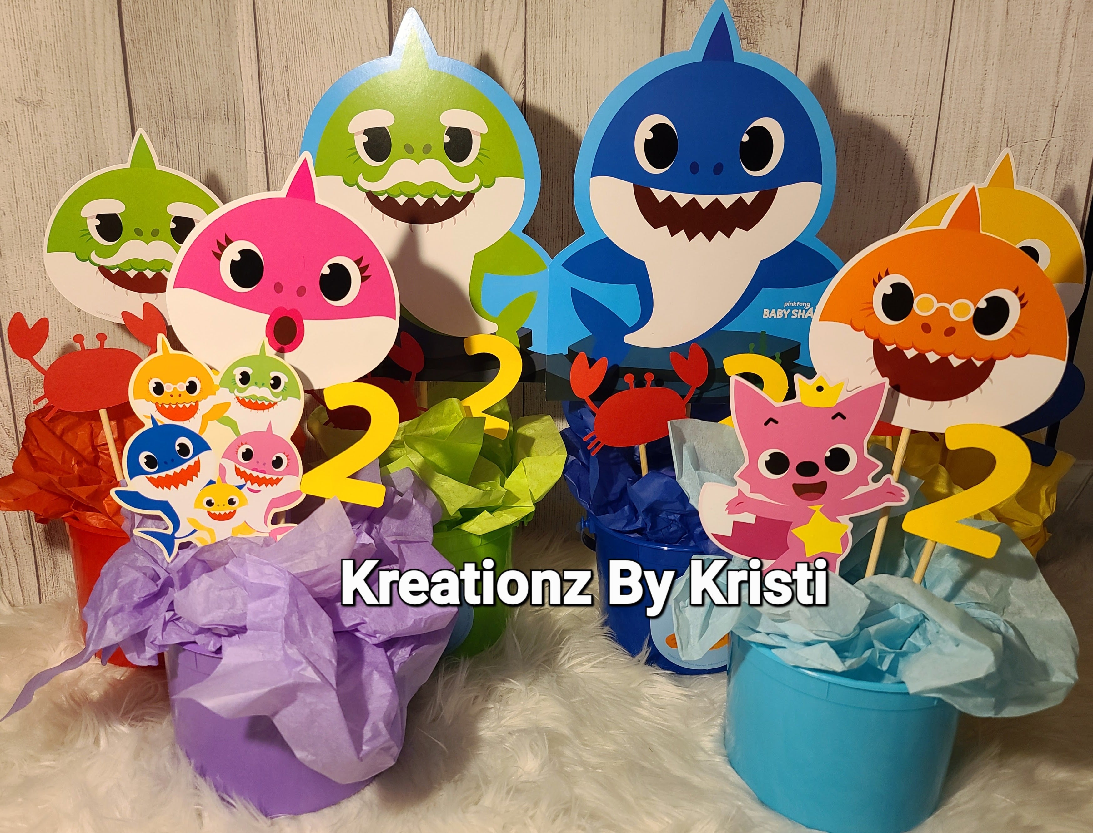 Custom Baby Shark Birthday Party Centerpieces - Custom Party favors, centerpieces, etc