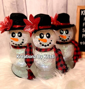 Custom Christmas Glass Snowman - Christmas Elfs, Ornaments, Wreaths,etc