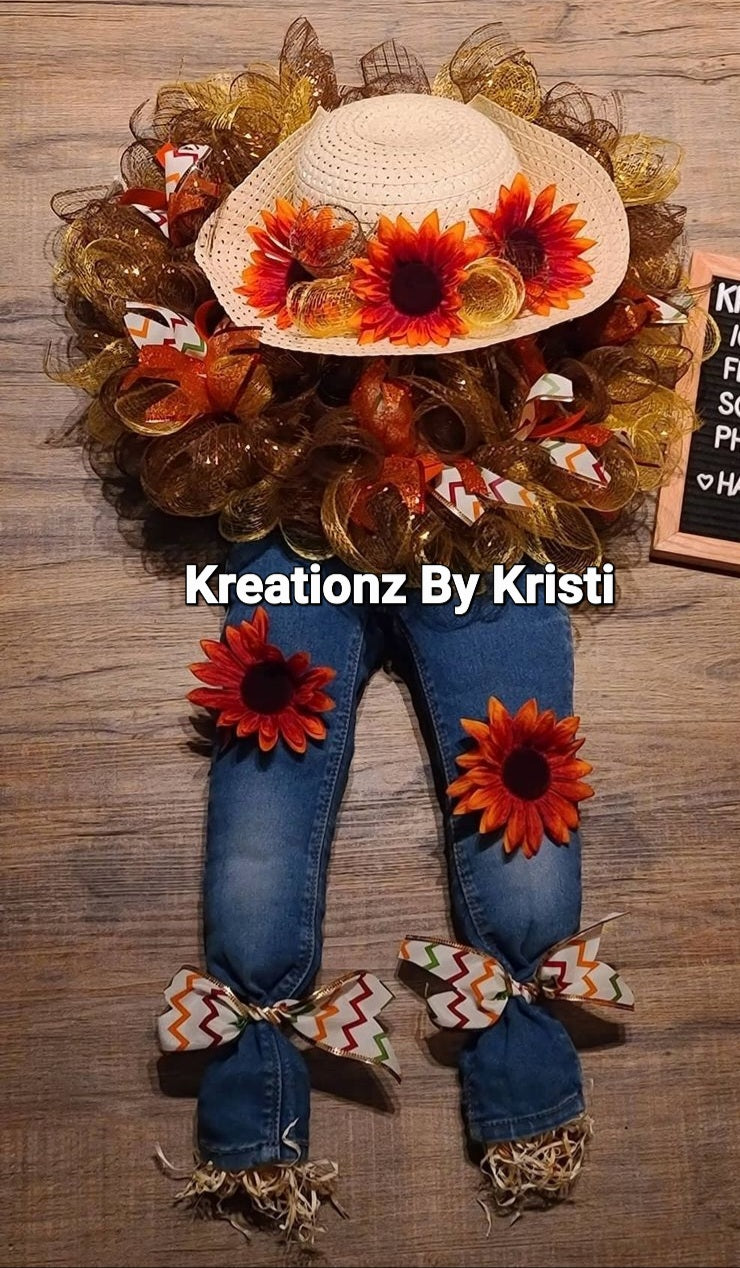 Custom Scarecrow Fall wreath - Halloween/Fall