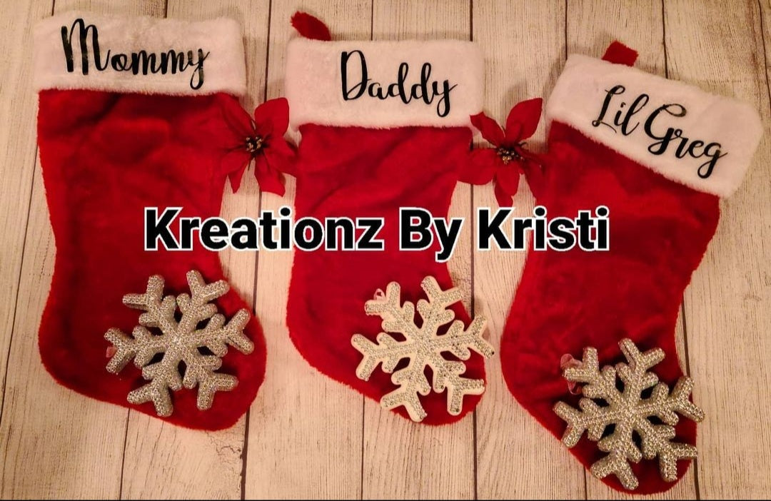 Custom Christmas stockings - Christmas Elfs, Ornaments, Wreaths,etc