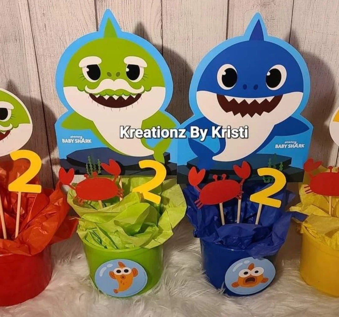Custom Baby Shark Birthday Party Centerpieces - Custom Party favors, centerpieces, etc