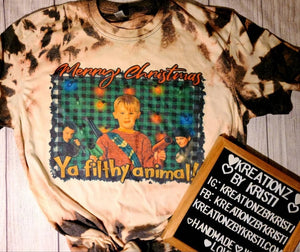 Custom Merry Christmas Ya filthy animal Bleached Tees - Sweatshirts - Sublimination T-Shirts