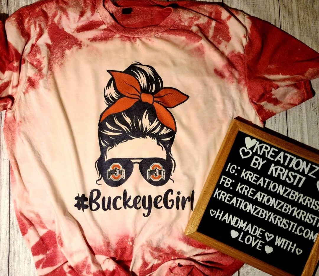 Custom Buckeyes Girl Bleached Tees - Sweatshirts - Sublimination T-Shirts