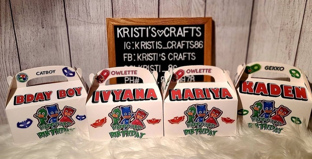 Custom PJ Mask party boxes - Custom Party favors, centerpieces, etc