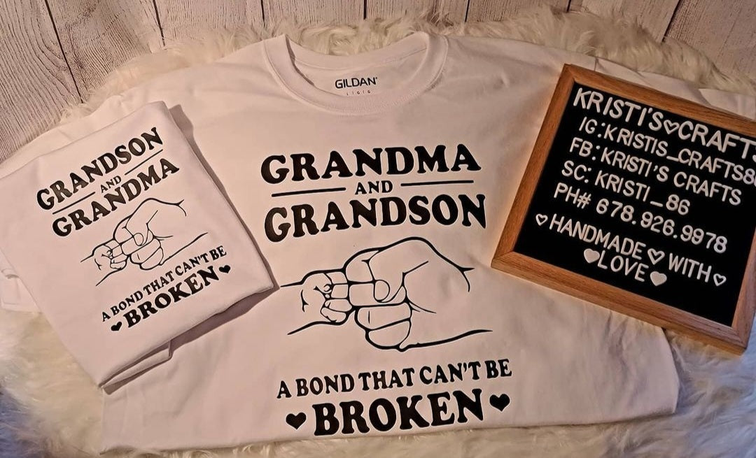 Custom Grandma and Grandson A Bond That Can't Be Broken Shirt - Bleached Tees - Sweatshirts - Sublimination T-Shirts